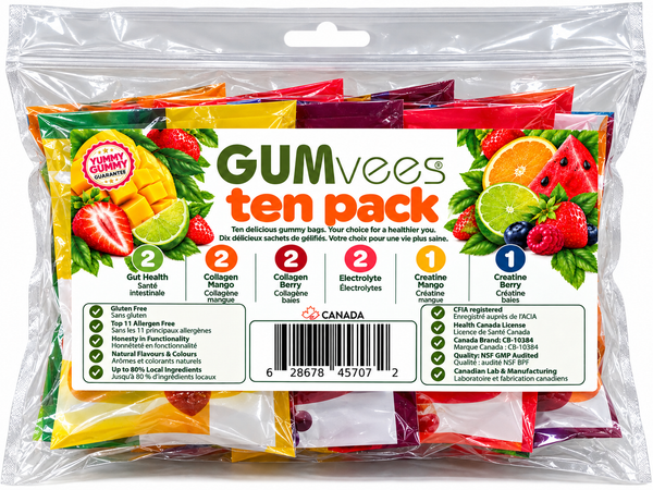 GUMvees Ten Bag Sampler – 4 Formulas, 6 Flavours