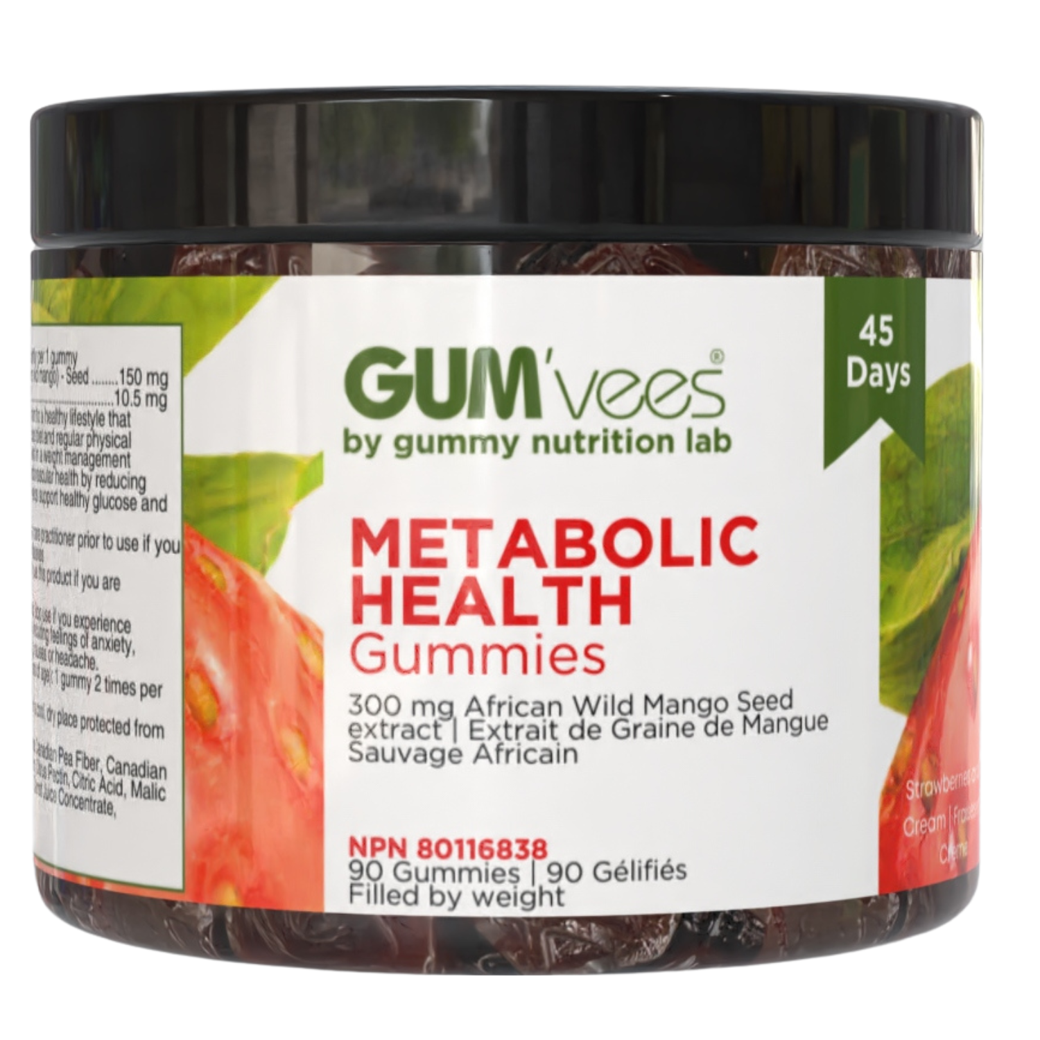 Jar of 90 (45 day supply) metabolic health gum'vees